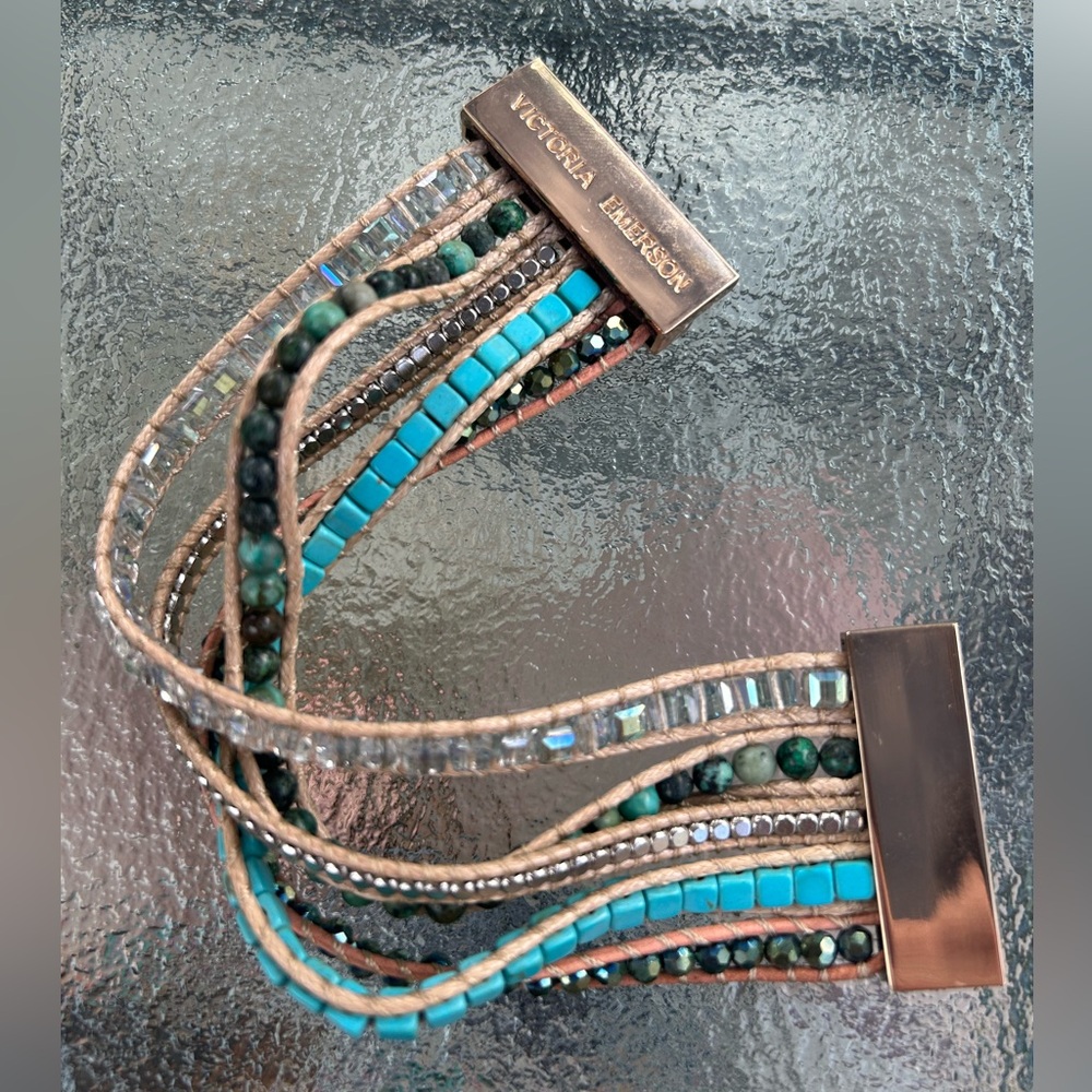 Victoria Emerson Blue and Black Bracelet with Intricate Design